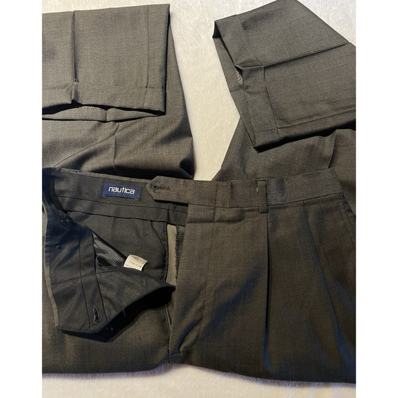 Nautica Mens 41R 32x29 Olive Gray Green Tone Suit Worsted Wool U.S.A. - Picture 8 of 16